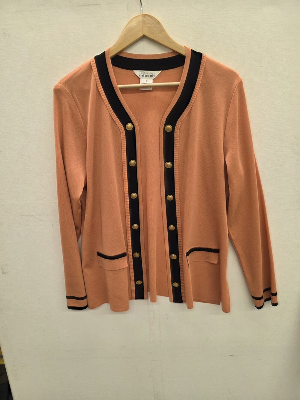 Misook Orange Black knit cardigan jacket Size Large